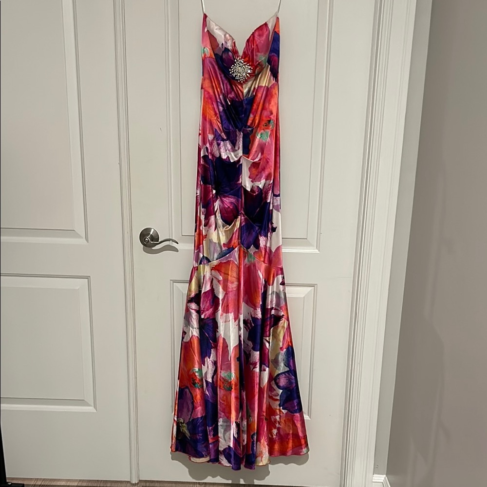 Cache Multicolor Floral Maxi Dress Size 2